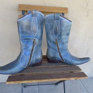 Blue leather half-zip Mark Nason Siren 6 1/2